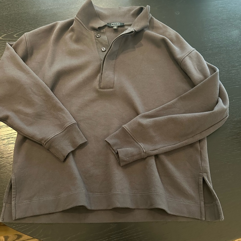 AYR women’s cotton blue gray collard pullover. M